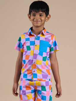 Lil Drama - Snakes and Ladders Boys Multi Color Rotary Print Shirt