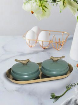 Metalsmith - 2 Decorative Dryfruit Boxes with Tray Multipurpose Containers with Lid