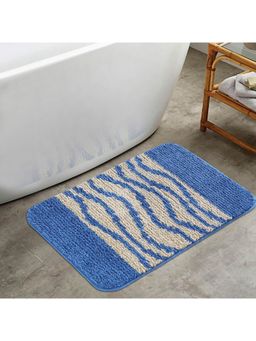 OBSESSIONS - Printed Anti-Skid Polyester Bath Mat, Blue