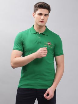 GANT - Men Green Solid Regular Polo T-shirt