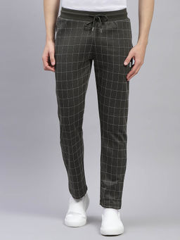 Monte Carlo - Mens Olive Checkered Regular Fit Trackpants