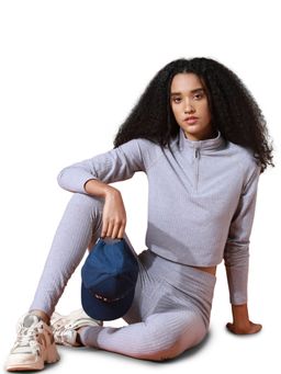 ONLY - Play Women Self Design Grey Top