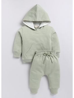 Cot and Candy - Green Solid Hoodie and Joggers (Set of 2)