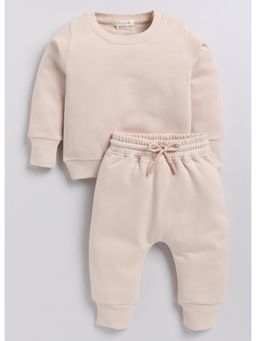 Cot and Candy - Cream Solid Sweatshirt and Joggers (Set of 2)