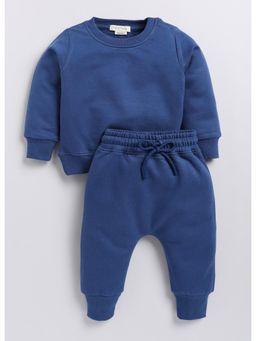 Cot and Candy - Blue Solid Sweatshirt and Joggers (Set of 2)