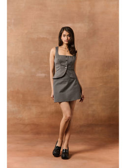 Lea Clothing - Sidone Dark Grey Sleeveless Waistcoat