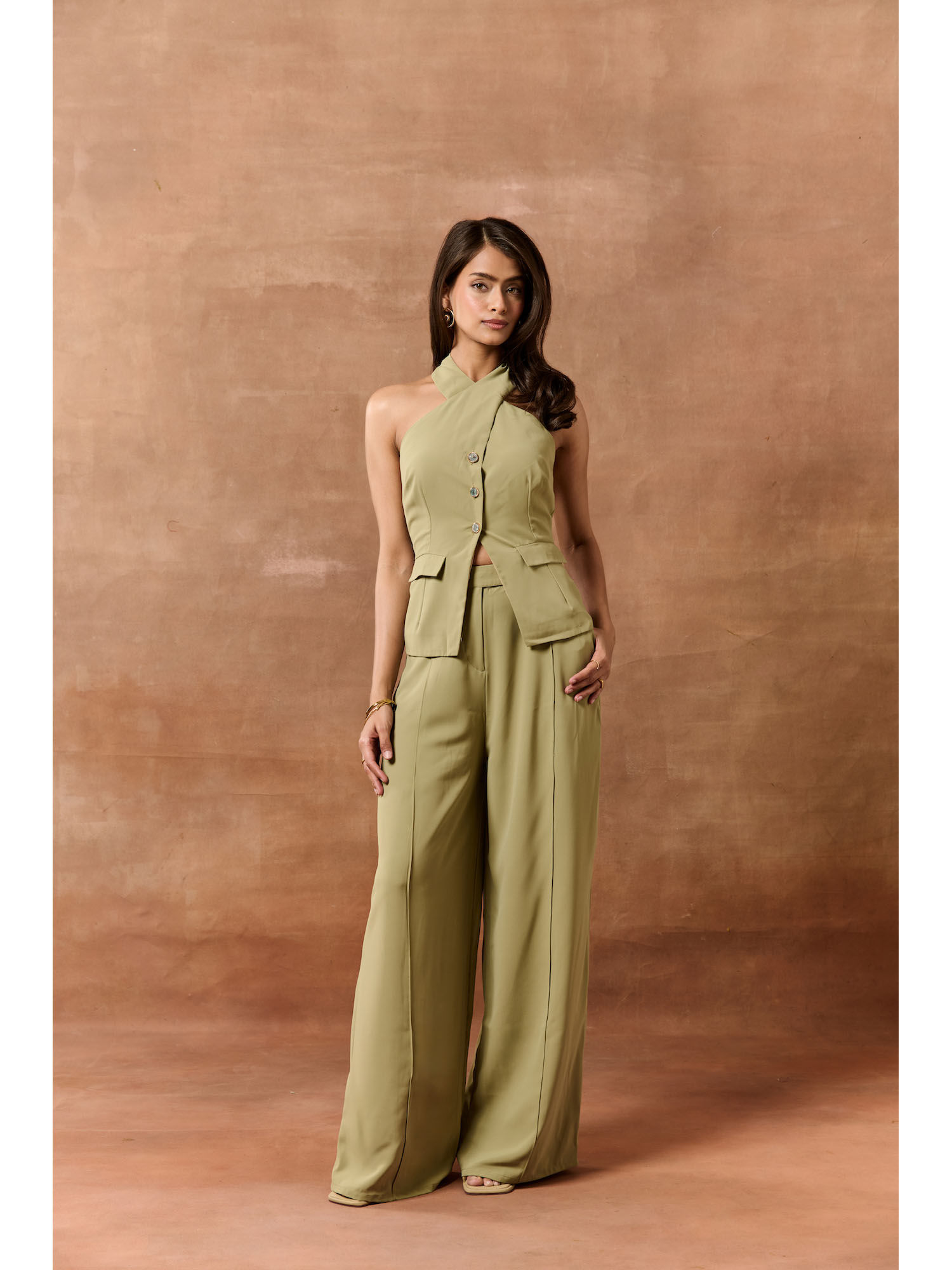 lea clothing Kathe Sage Green Halter Neck Waistcoat-picture-26