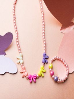 JEWELZ - Elegant Bow Design Pink Necklace Jewellery Set for Kids