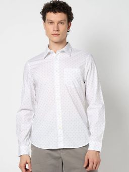 GAP - White Spread Collar Printed Shirt