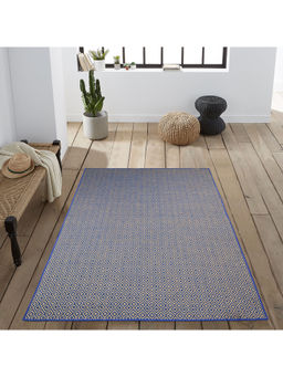 Saral Home - Blue Cotton Anti-Skid Jacquard Carpet -120x180 Cm