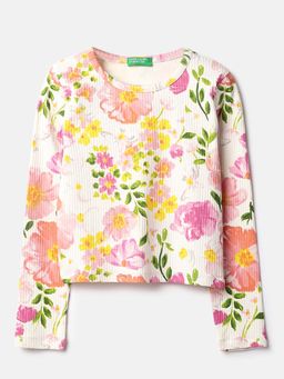 United Colors of Benetton - White Floral Regular Fit Top