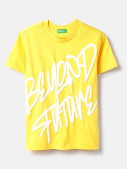 United Colors of Benetton - Yellow Printed Regular Fit T-Shirt