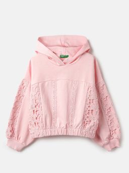 United Colors of Benetton - Pink Embroidered Regular Fit Hoodie