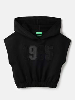 United Colors of Benetton - Black Typography Regular Fit Hoodie