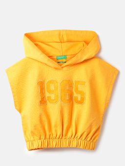 United Colors of Benetton - Yellow Typography Regular Fit Hoodie