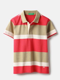 United Colors of Benetton - Pink Colorblock Regular Fit Polo T-Shirt