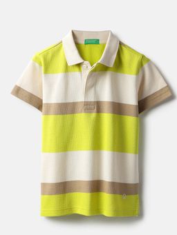 United Colors of Benetton - Green Colorblock Regular Fit Polo T-Shirt