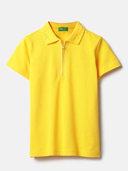 United Colors of Benetton - Yellow Solid Regular Fit Polo T-Shirt