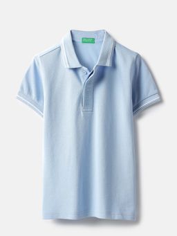 United Colors of Benetton - Blue Solid Regular Fit Polo T-Shirt