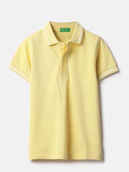 United Colors of Benetton - Yellow Solid Regular Fit Polo T-Shirt