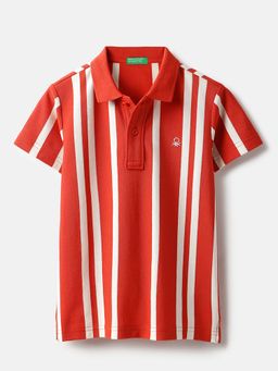 United Colors of Benetton - Red Stripes Regular Fit Polo T-Shirt