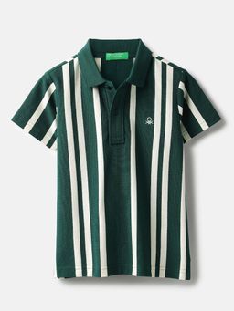 United Colors of Benetton - Green Stripes Regular Fit Polo T-Shirt