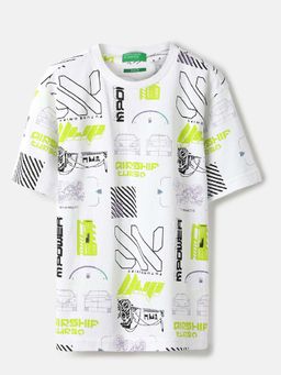 United Colors of Benetton - Off White Printed Relaxed Fit T-Shirt