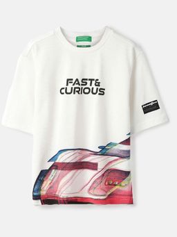 United Colors of Benetton - Off White Printed Boxy Fit T-Shirt