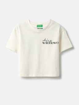 United Colors of Benetton - Off White Printed Regular Fit T-Shirt