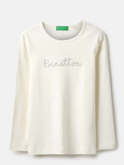 United Colors of Benetton - Off White Solid Regular Fit T-Shirt