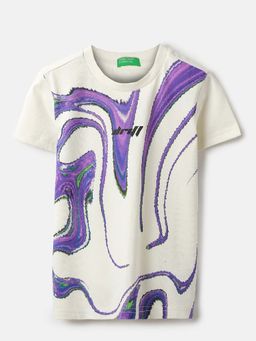 United Colors of Benetton - Off White Printed Regular Fit T-Shirt