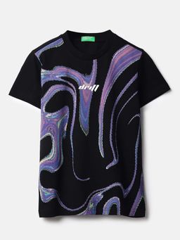 United Colors of Benetton - Black Printed Regular Fit T-Shirt