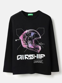 United Colors of Benetton - Black Printed Regular Fit T-Shirt