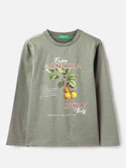 United Colors of Benetton - Olive Printed Regular Fit T-Shirt