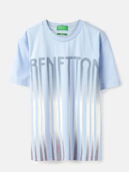 United Colors of Benetton - Blue Printed Relaxed Fit T-Shirt