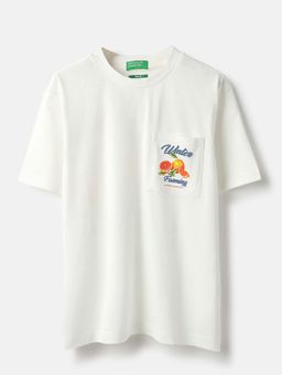 United Colors of Benetton - Off White Printed Relaxed Fit T-Shirt