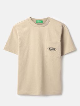 United Colors of Benetton - Beige Printed Relaxed Fit T-Shirt