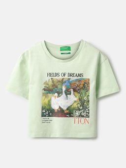 United Colors of Benetton - Green Printed Regular Fit T-Shirt