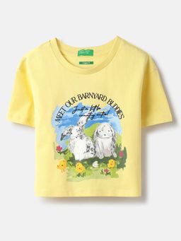 United Colors of Benetton - Yellow Printed Regular Fit T-Shirt