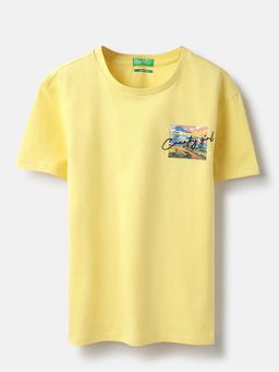United Colors of Benetton - Yellow Printed Regular Fit T-Shirt
