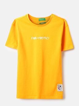 United Colors of Benetton - Yellow Printed Regular Fit T-Shirt