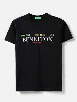 United Colors of Benetton - Black Printed Regular Fit T-Shirt