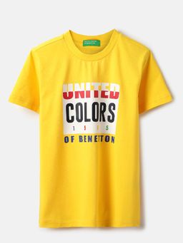 United Colors of Benetton - Yellow Printed Regular Fit T-Shirt