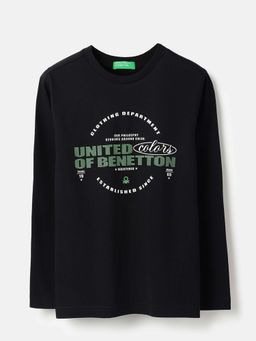 United Colors of Benetton - Black Printed Regular Fit T-Shirt