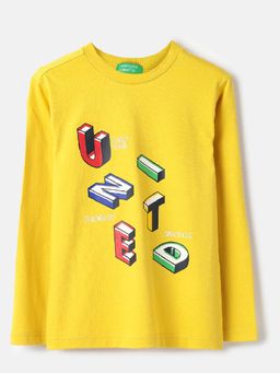 United Colors of Benetton - Yellow Printed Regular Fit T-Shirt