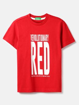 United Colors of Benetton - Red Typography Regular Fit T-Shirt