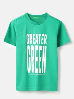United Colors of Benetton - Green Typography Regular Fit T-Shirt