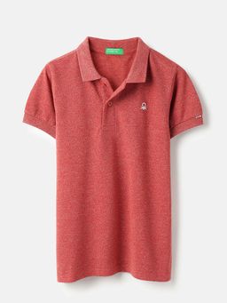 United Colors of Benetton - Red Printed Regular Fit Polo T-Shirt