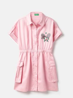 United Colors of Benetton - Pink Embroidered Regular Fit Dress