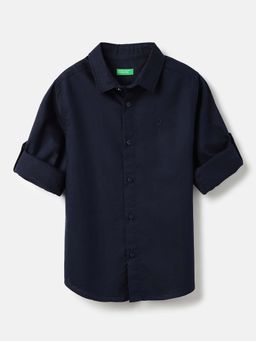 United Colors of Benetton - Navy Blue Solid Regular Fit Shirt